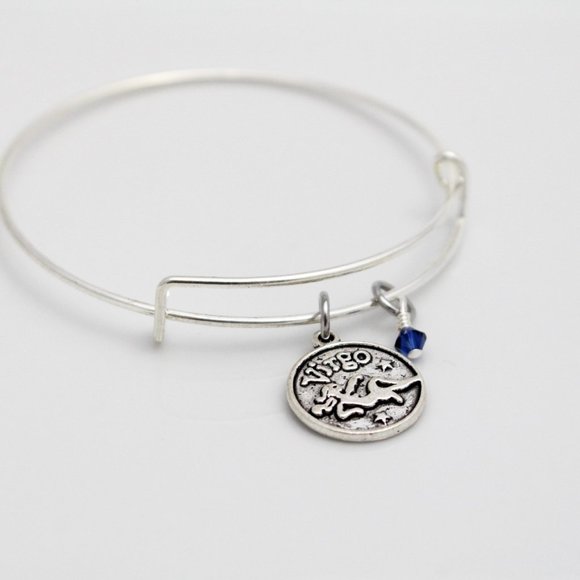 September Virgo Adjustable Charm Bangle - Handmade Zodiac Bracelet - Picture 6 of 13